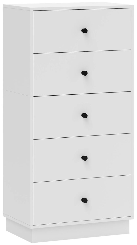 HOMCOM Comoda Sideboard cu 5 sertare Comodă din lemn în stil modern 47 x 29 x 95 cm Alb | Aosom Romania