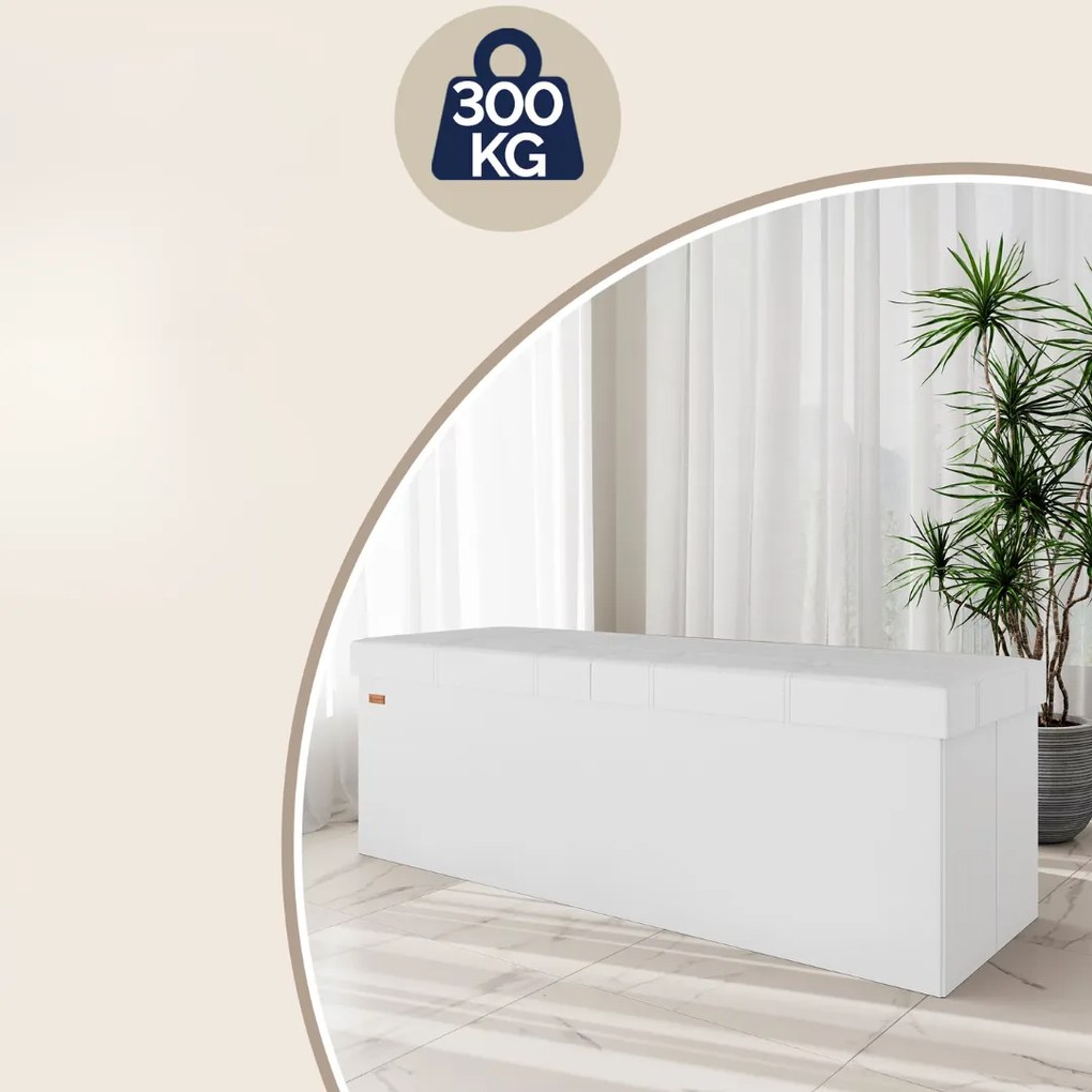 Taburet cu spațiu de depozitare BELLA, 115x40x40cm, alb Casaria