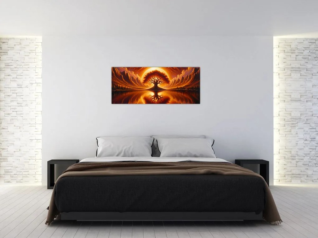 Tablou – Arbore în soare sângeriu (120x50 cm)