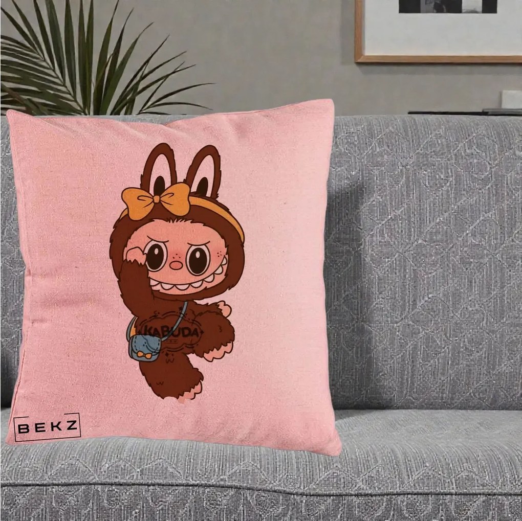 Perna Personalizata Kabuda Maro cu Funda Aurie, 40x40 cm, Roz, Husa Detasabila, Perna Inclusa, BEKZ®