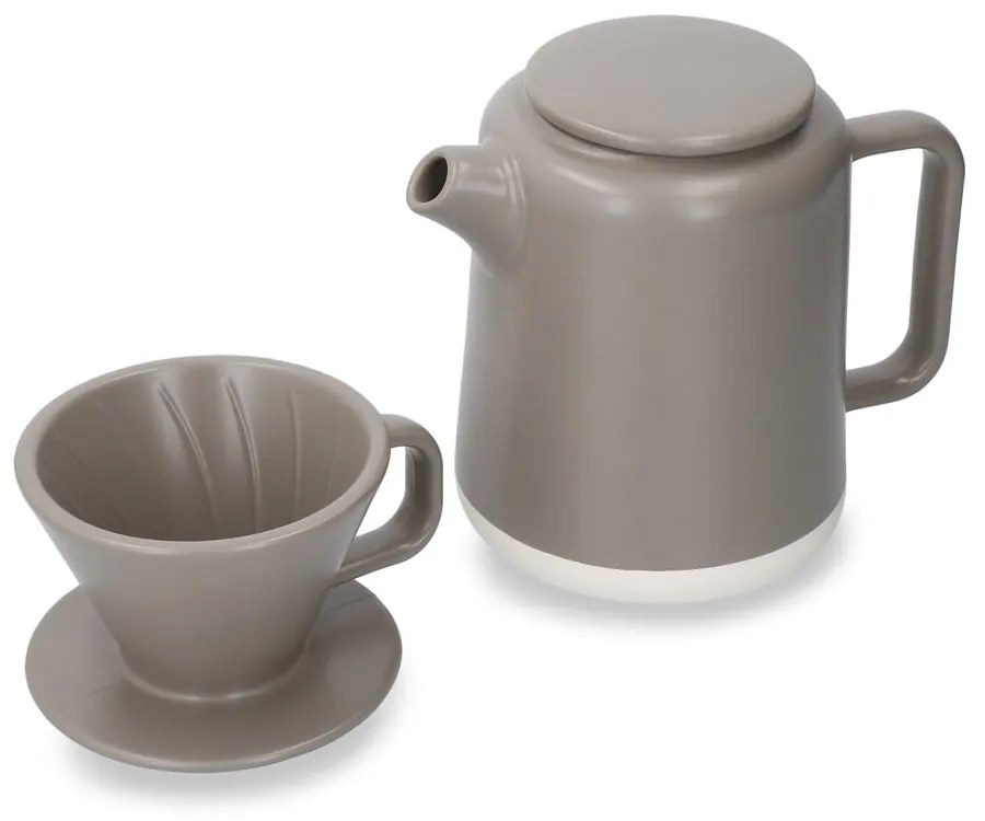 Set de ceainic și filtru de cafea din ceramică maro de 0,8 l La Cafetiere Seville - Kitchen Craft