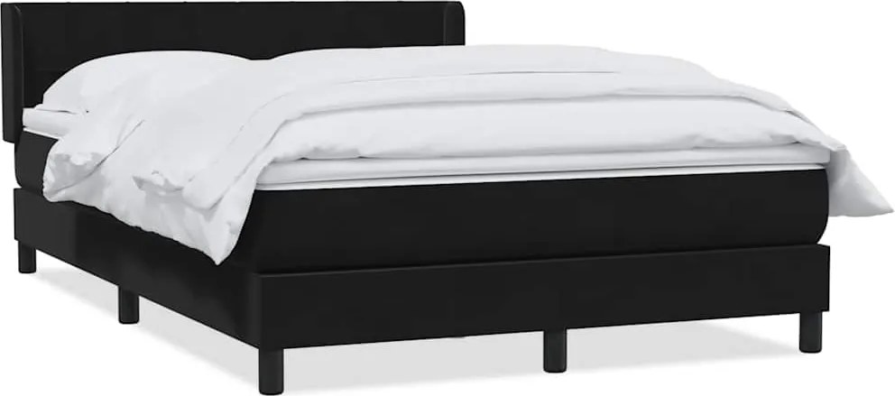 vidaXL Pat box spring cu saltea, negru, 160x210 cm, catifea