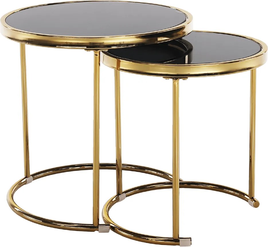 Set 2 mese de cafea, auriu crom auriu / negru, MORINO