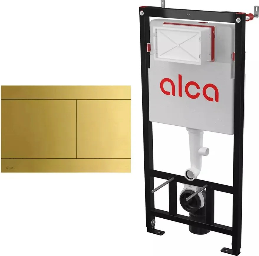 Set rezervor WC cu cadru incastrat Alca AM101/1120 si clapeta de actionare FUN-BRASS alama