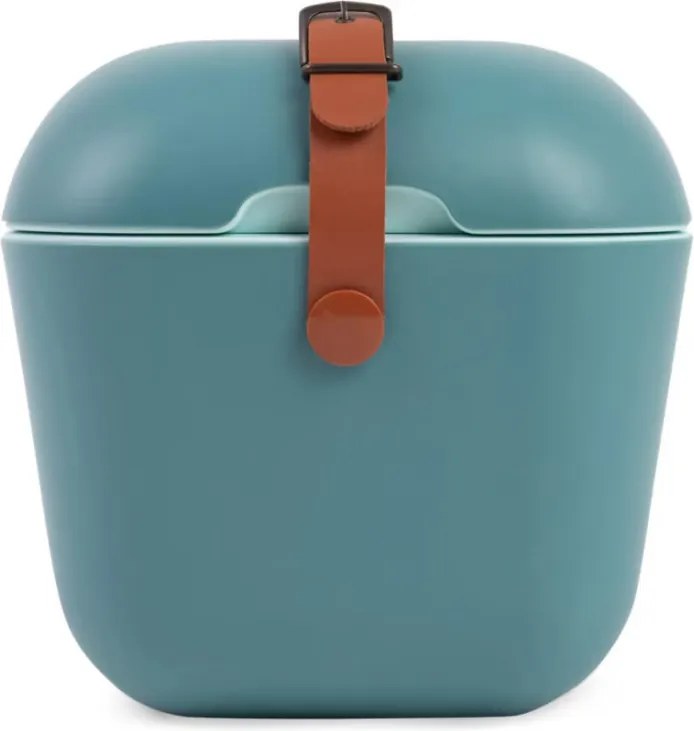 Geanta frigorifica Polarbox Classic, 20 litri, Polistiren AIRPOP, 5-15°C pana la 24 h, Curea clasică din piele, Albastru inchis/Roz