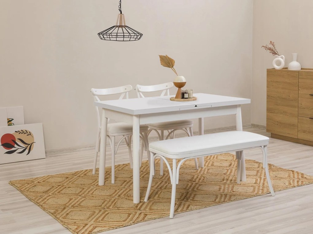 Set mobilier sufragerie Duvasa 8 (alb) (pentru 4 persoane). 1093792