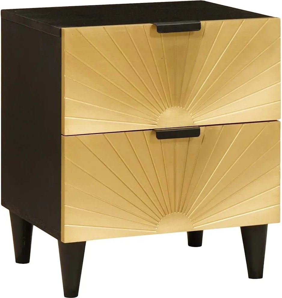 vidaXL Dulap de noapte cu sertar Negru și Aur 40 x 33,5 x 46 cm