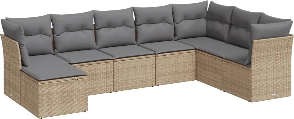 vidaXL Set canapele de grădină, 8 piese, cu perne, bej, poliratan