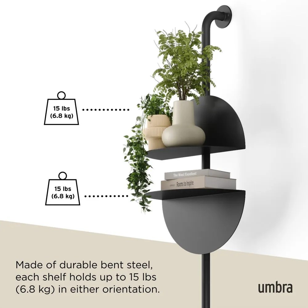 Sistem modular de rafturi negru din metal 27x203,5 cm Solis – Umbra