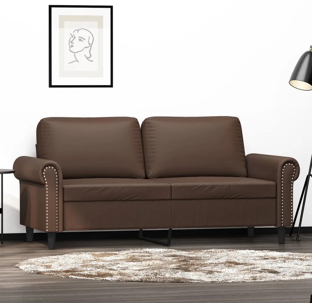 349127 vidaXL Canapea cu 2 locuri, maro, 140 cm, piele ecologică