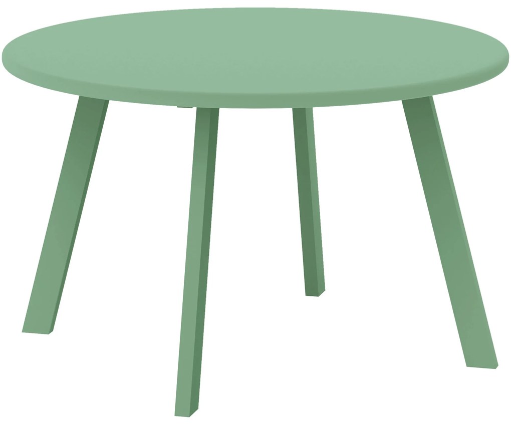 Outsunny Masa de cafea mică rotundă, masă auxiliară cu protecții anti-alunecare, cadru din metal, pentru grădină, Ø 70 x 42 cm, verde | Aosom Romania