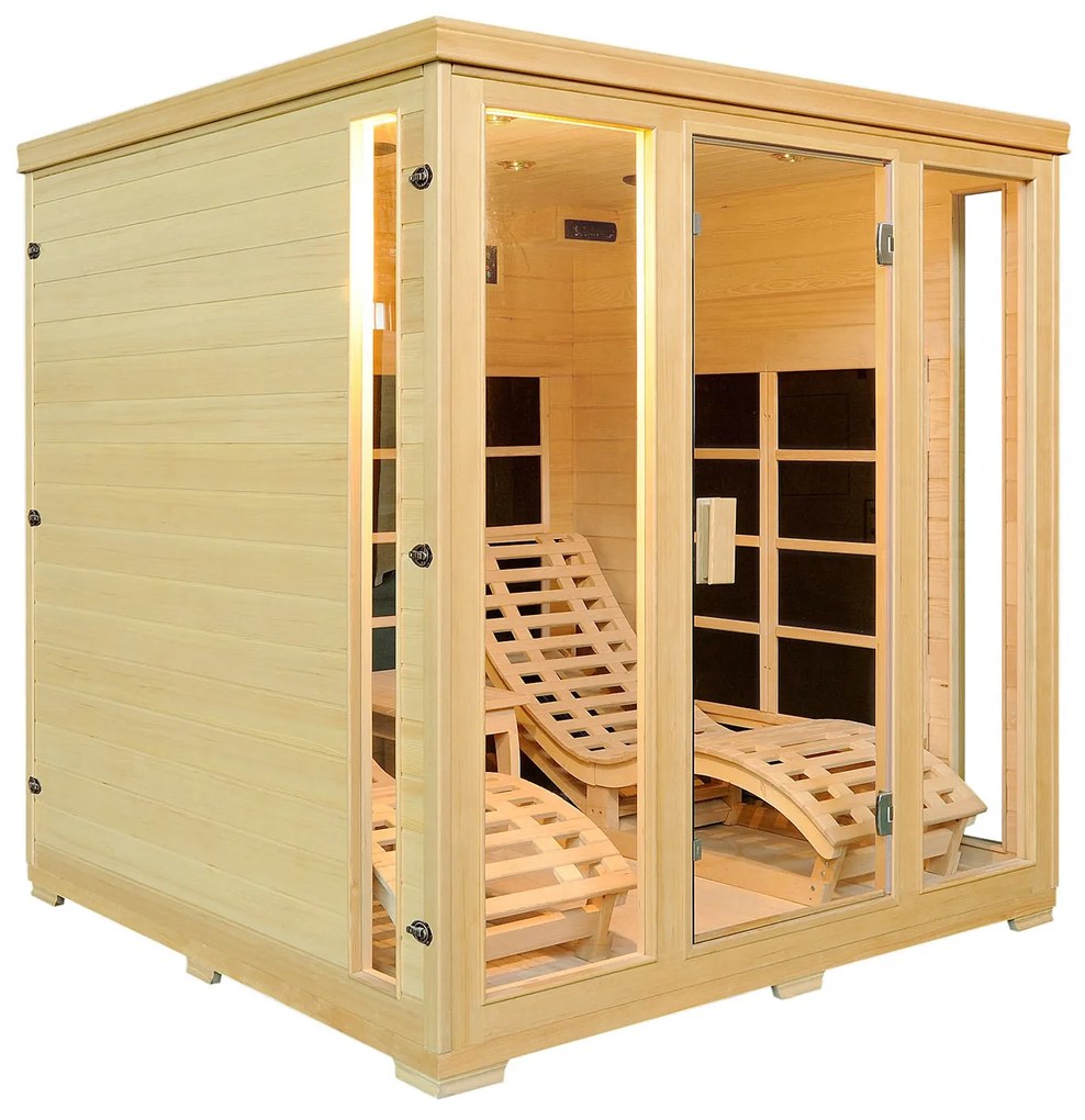 Infračervená sauna/ tepelná kabína Billund s dvojitým vykurovacím systémom a drevom Hemlock