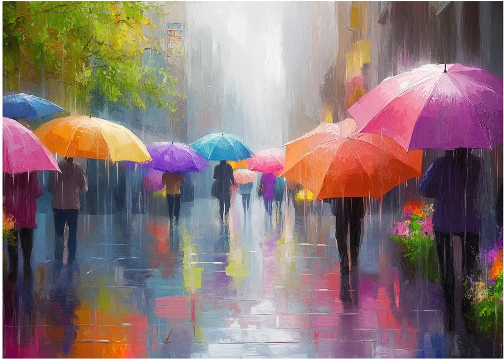 Tablou pe sticlă - Zi ploioasă (70x50 cm)