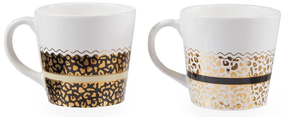 Căni alb-auriu 2 buc. din gresie 300 ml London – Premier Housewares