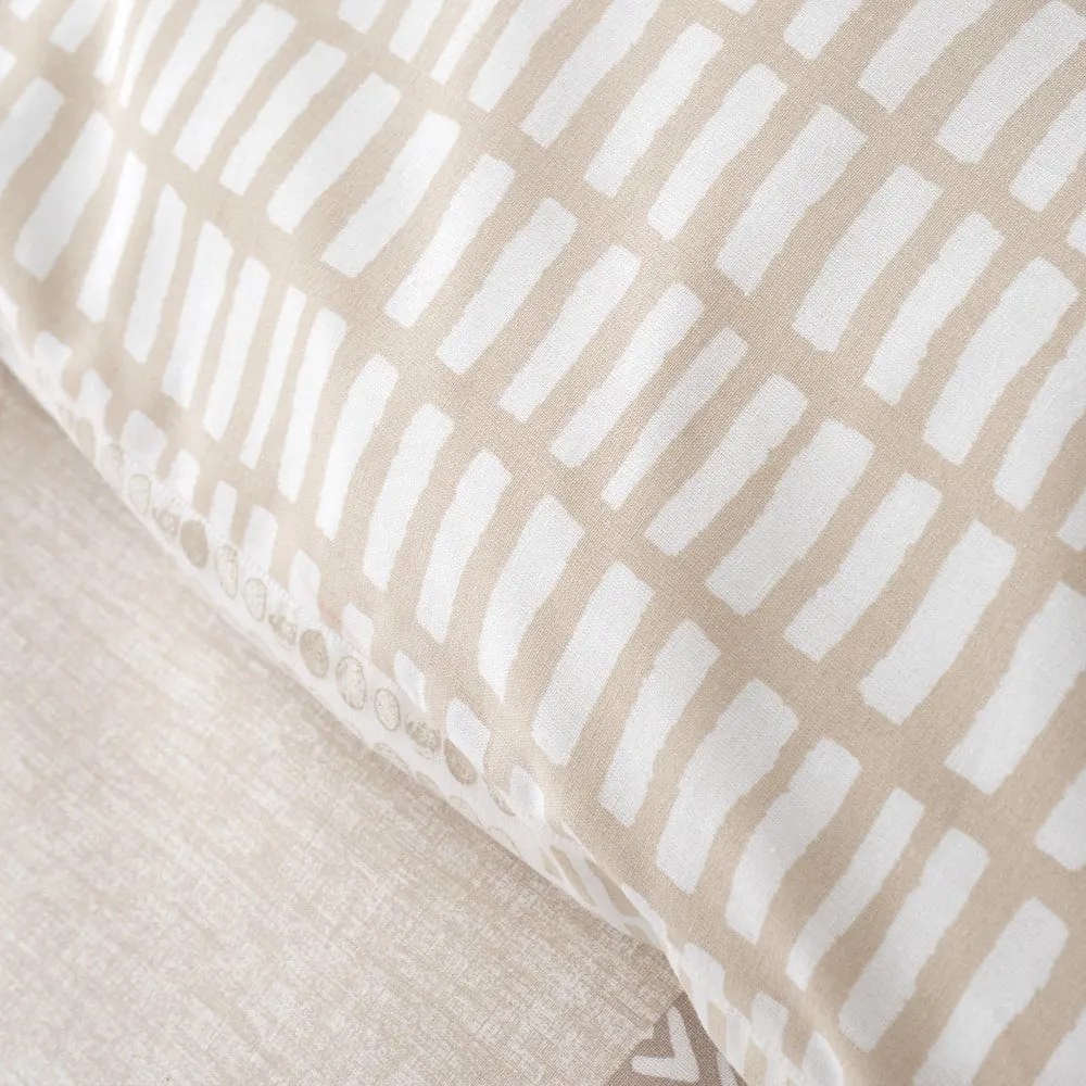 Lenjerie de pat bej pentru pat de o persoană 135x200 cm Larsson Geo – Catherine Lansfield