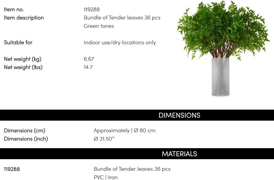 Buchet artificial LUX din 36 fire frunze Tender