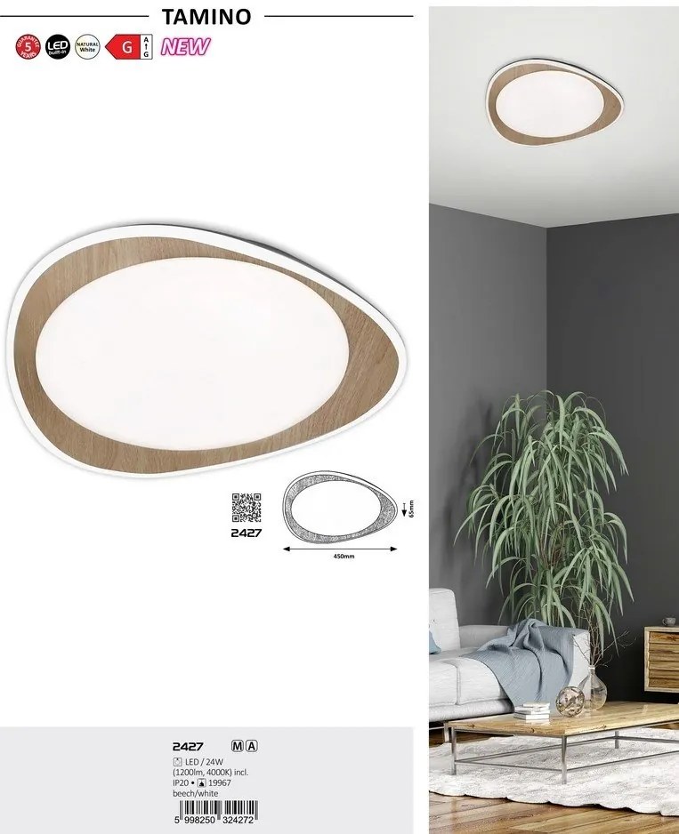 Plafoniera LED design modern Tamino alb