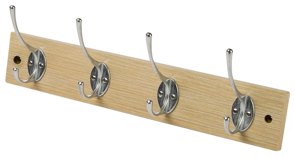 Cuier hol cu 4 agatatori, Stejar, 40x7x1.2 cm