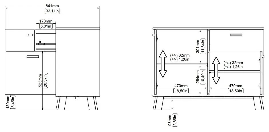 Comodă albă-în culoare naturală cu aspect de lemn de stejar 99x73x39 cm Ikast – Tvilum