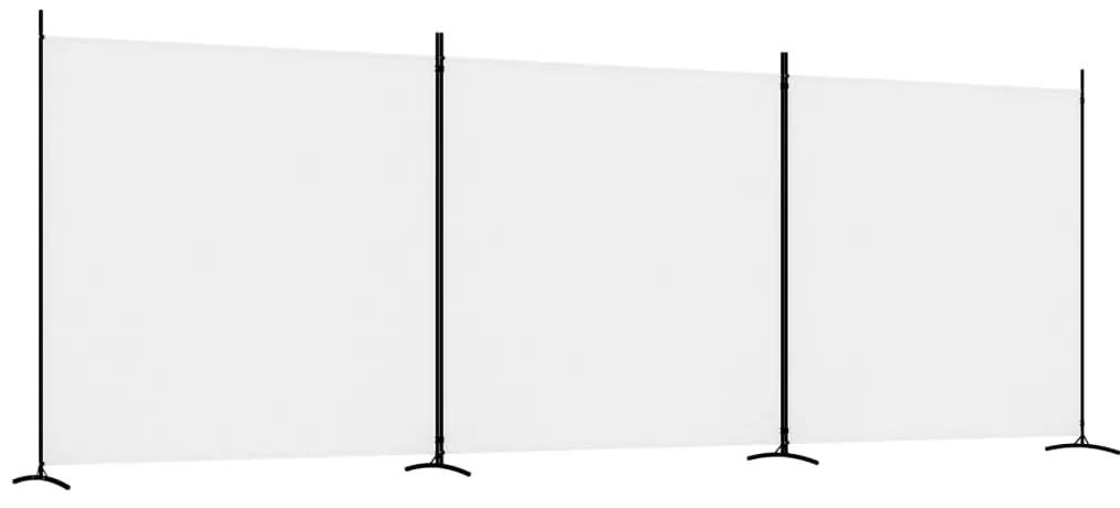 350278 vidaXL Paravan de cameră cu 3 panouri, alb, 525x180 cm, textil