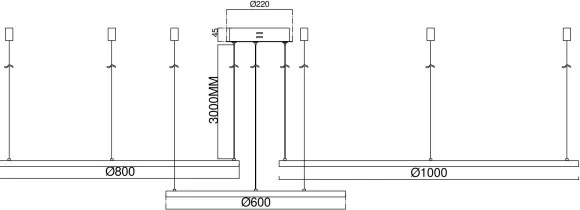 Ondaluce - Candelabru suspendat LED dimabil pe cablu SOEL LED/28W/230V + LED/38W auriu