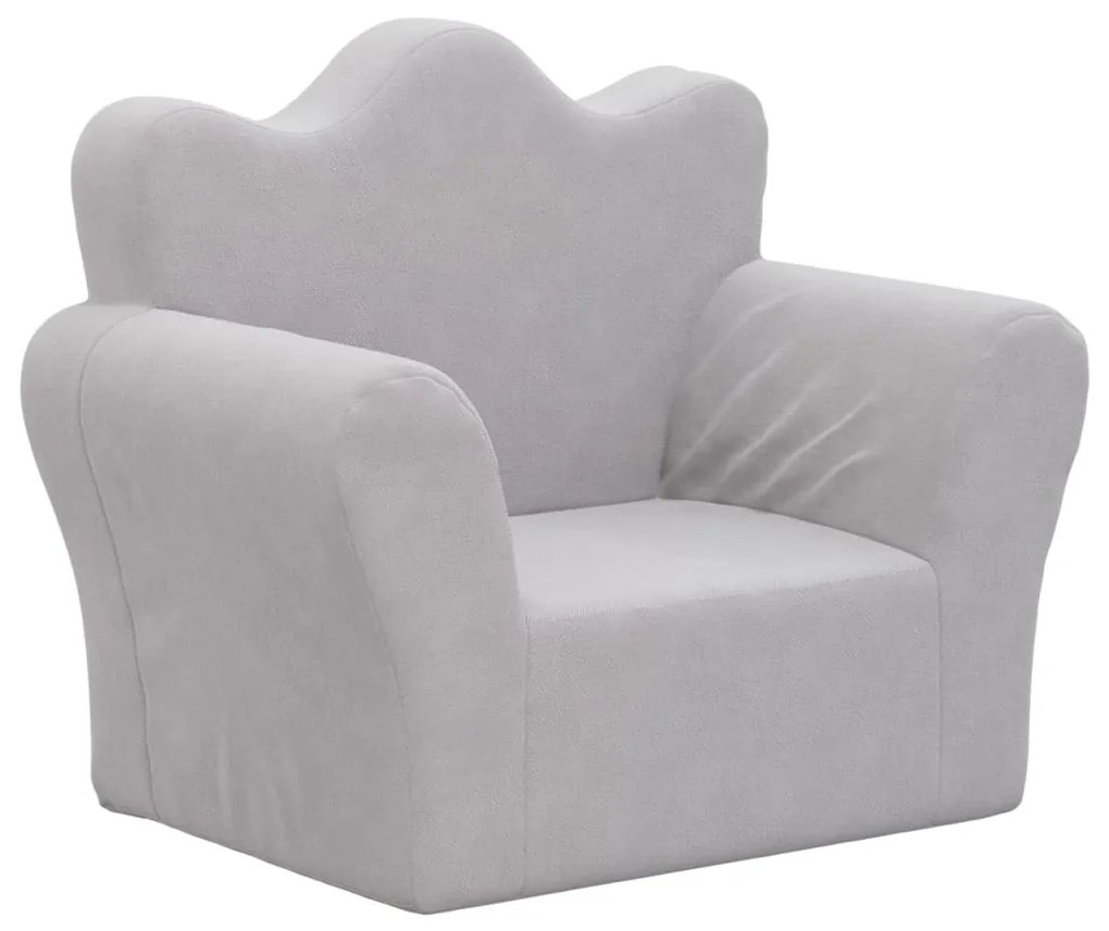 341858 vidaXL Canapea pentru copii, gri deschis, pluș moale