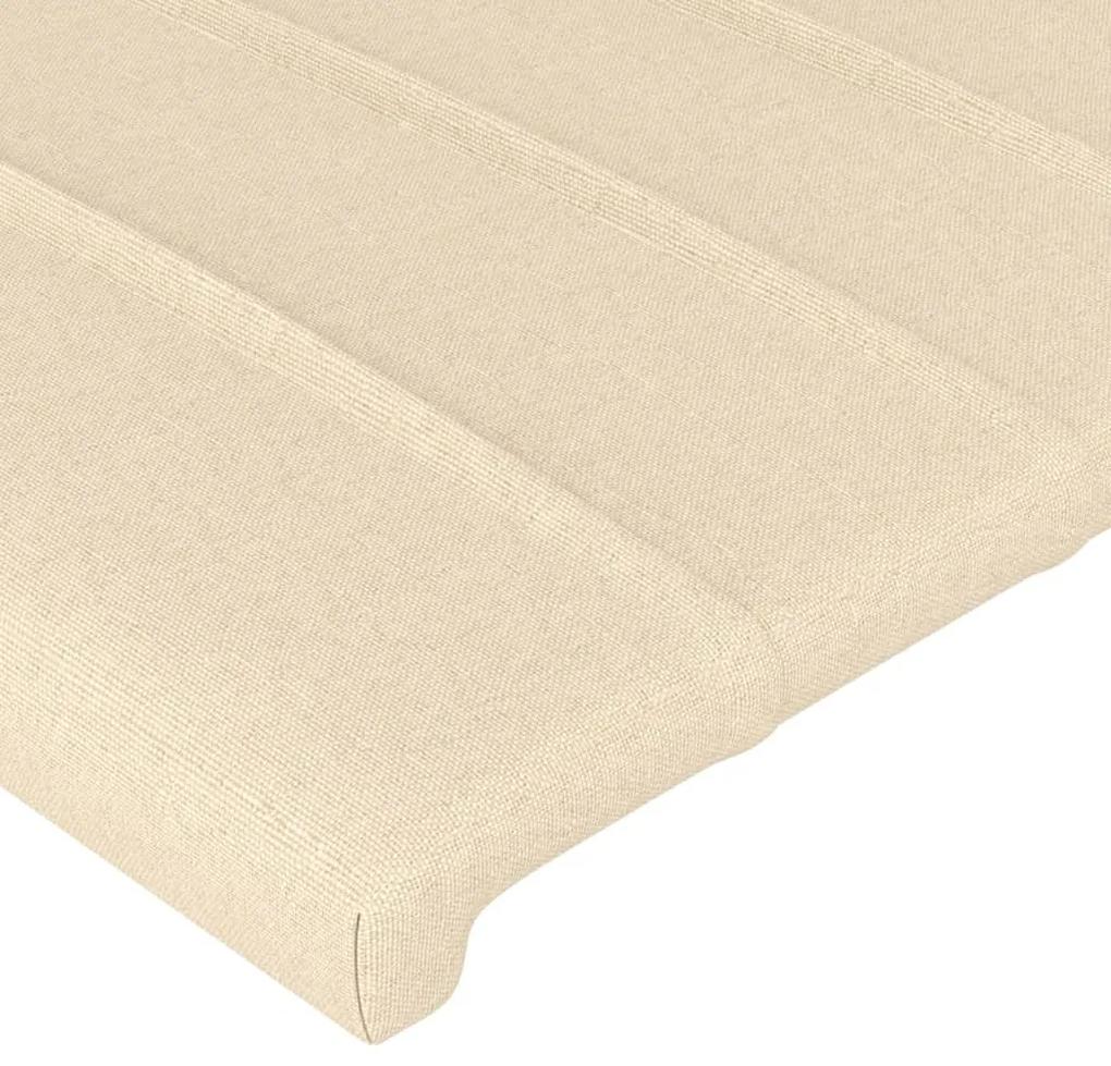 Cadru de pat cu tablie, crem, 90x200 cm, textil Crem, 90 x 200 cm, Benzi verticale
