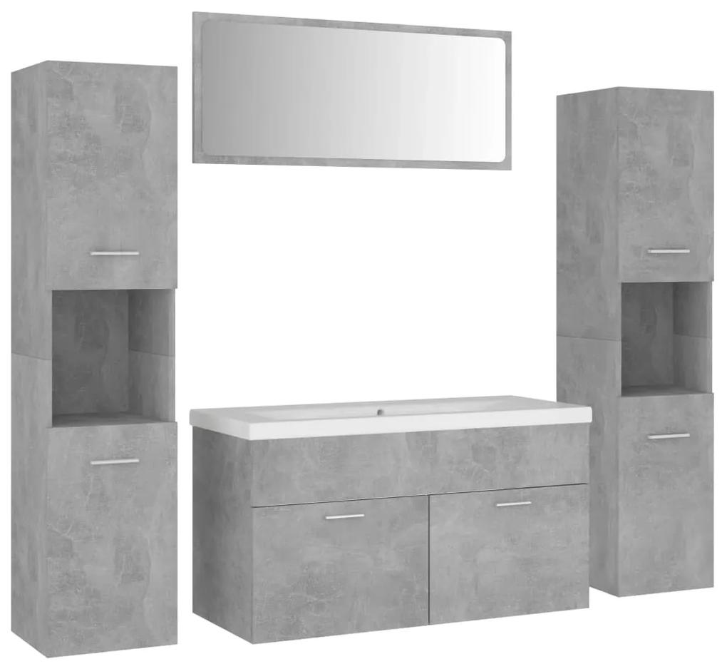 3071247 vidaXL Set mobilier de baie, gri beton, lemn prelucrat