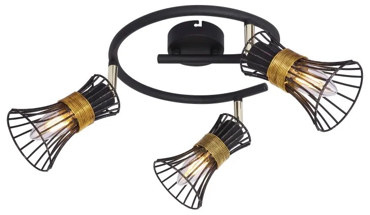 Plafoniera moderna metalica negru-aurie PURRA 3L 54814-3 GL