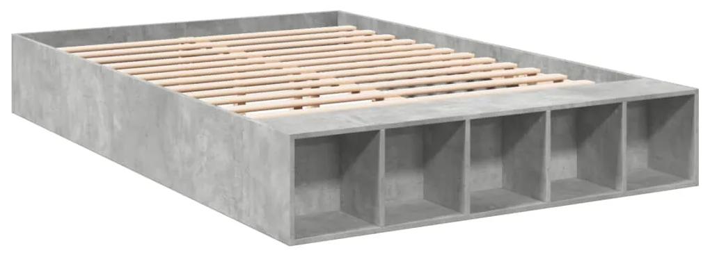 3280562 vidaXL Cadru de pat, gri beton, 150x200 cm, lemn prelucrat
