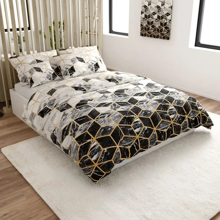 Lenjerie de pat din bumbac ATHENA POLY negru Dimensiune lenjerie de pat: 2 buc 70 x 90 cm | 200 x 220 cm