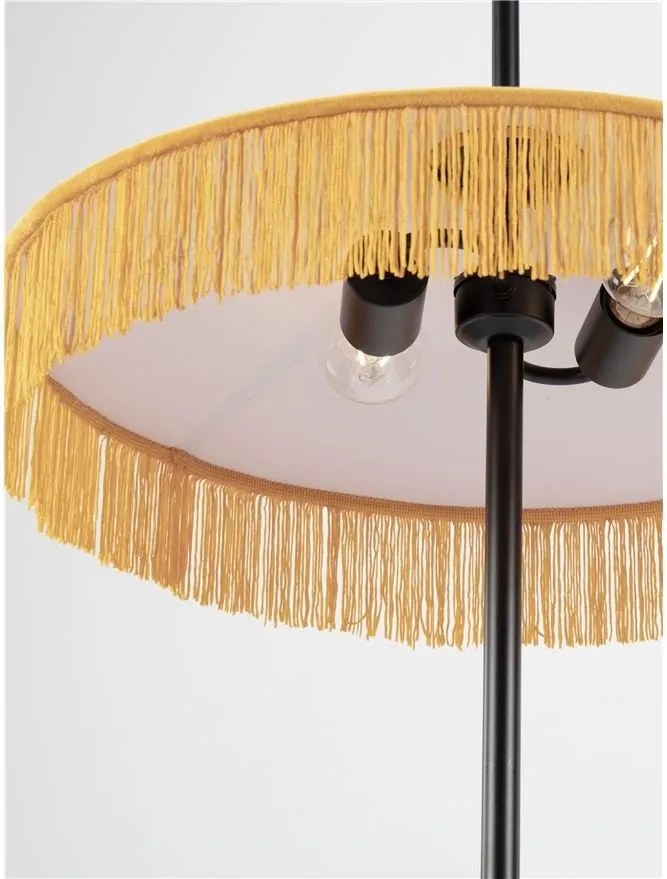 Lampadar cu abajur din catifea si franjuri galben mustar VELVY