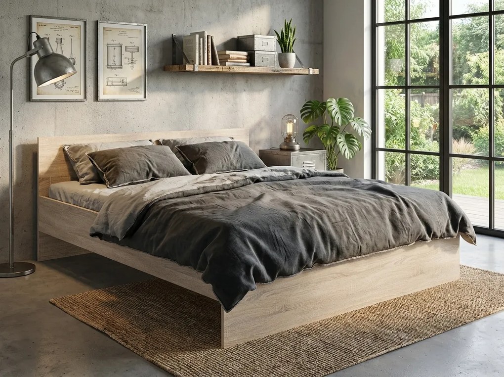 Pat ELISA 120 x 200 cm, stejar sonoma Saltele: Fara saltea, Somiera pat: Cu lamele curbate
