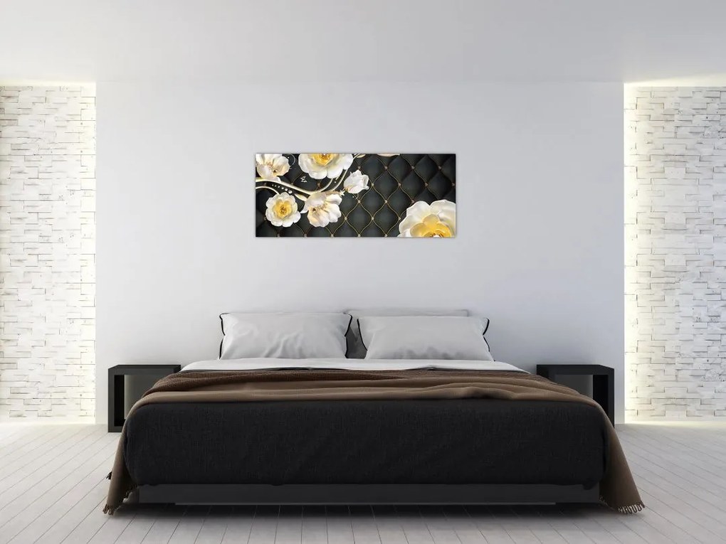 Tablou - Imagine cu flori de trandafir alb (120x50 cm)