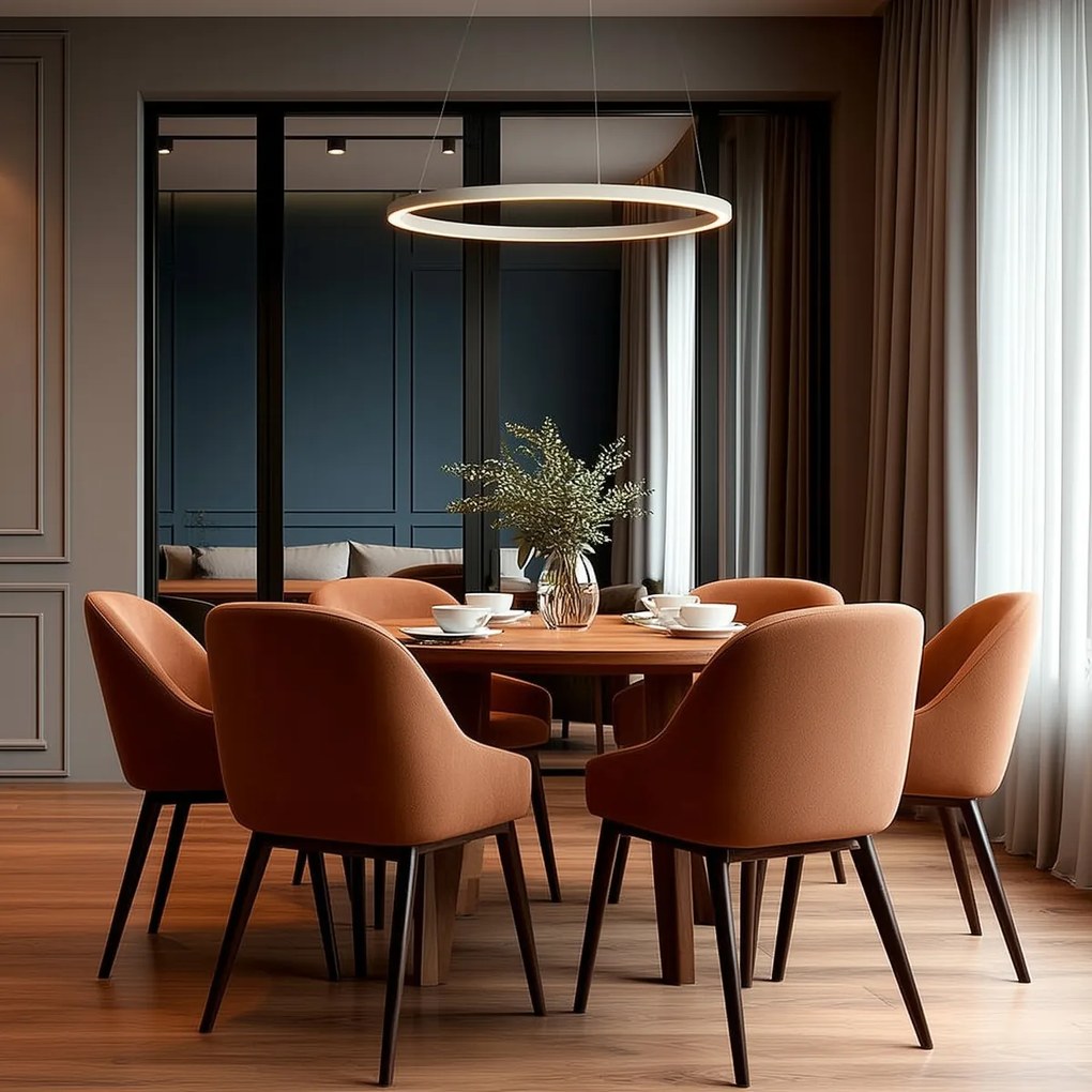 Plafonieră suspendată bej cu LED, 80 cm, cu dimmer în 3 trepte - Girello