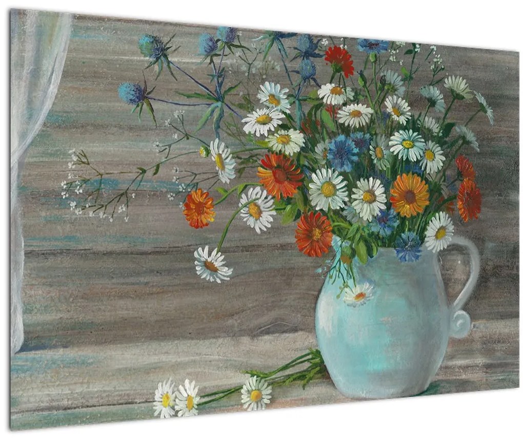 Tablou - Pictură în ulei, flori de câmp (90x60 cm)