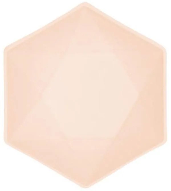 Colorat Vert Decor Farfurie adâncă hexagonală de piersici set de 6, 15,8 cm