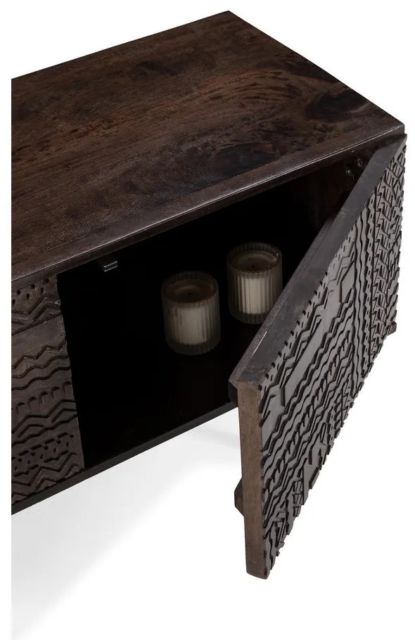 Comodă TV maro închis din lemn de mango 145x48x40 cm Kalai – MOME