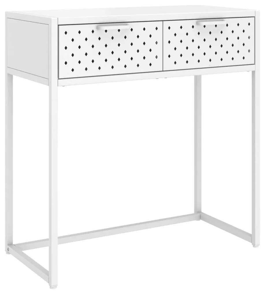 335890 vidaXL Masă consolă, alb, 72x35x75 cm, oțel
