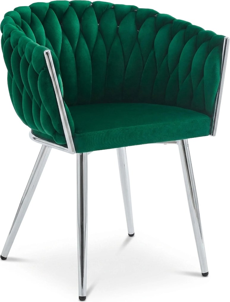 Scaun Dining Tip Fololiu Mira Catifea Verde, Picioare Crom