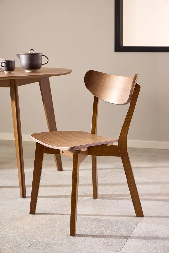 MAZZONI EXPORT ROXY Nucă Naturală - MASĂ ROTUNDĂ DE LEMN PENTRU BUCĂTĂRIE/SUFRAGERIE RETRO