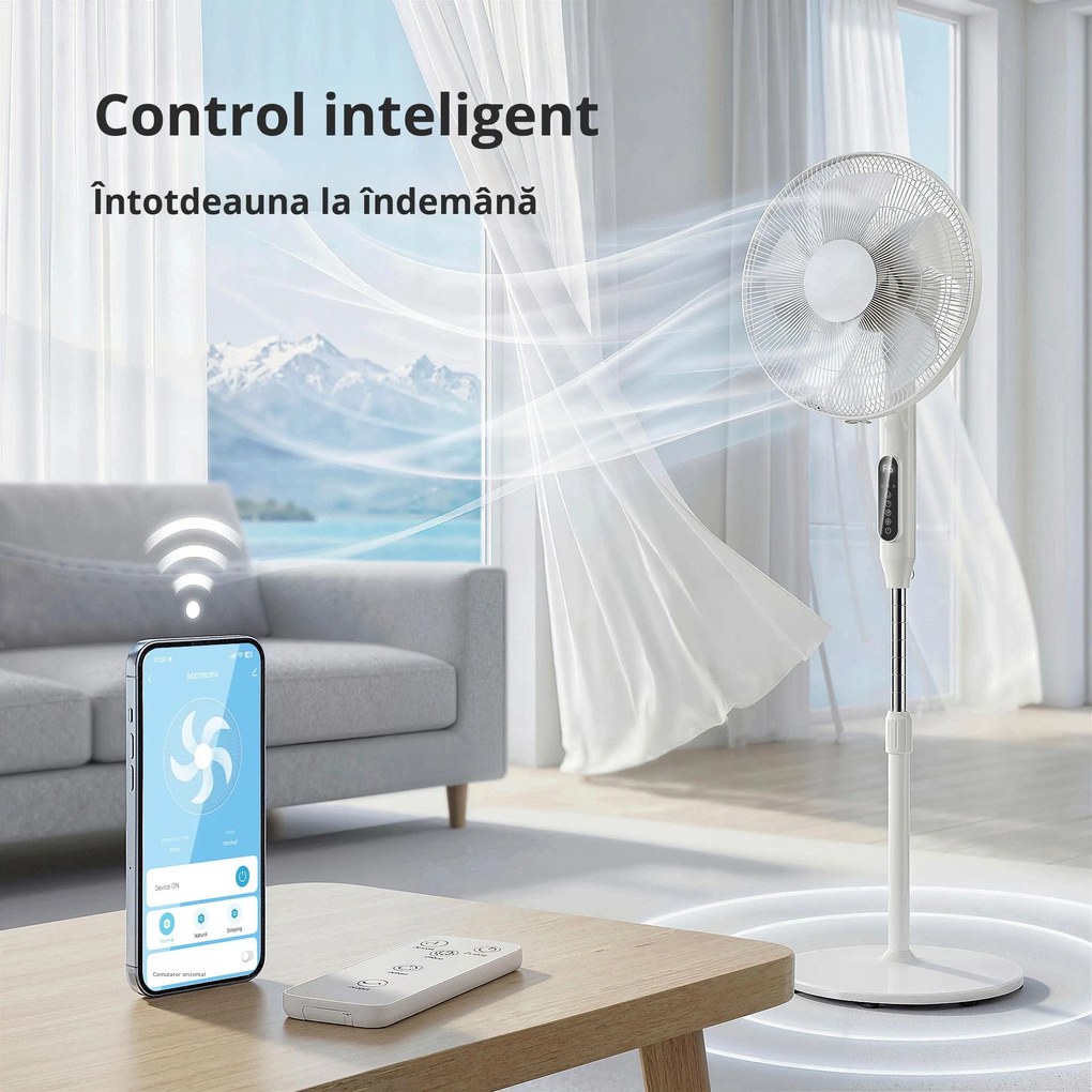 HOMCOM Ventilator de Podea cu Telecomandă, Ventilator Vertical, Alb | Aosom Romania