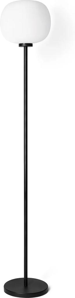 Bambo  - Lampă de podea neagră cu abajur alb din sticlă