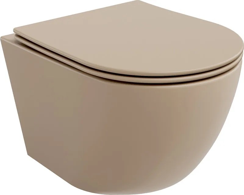 Mexen Lena vas WC Rimless cu capac cu cădere lentă slim, duroplast, cappuccino mat - 30224064