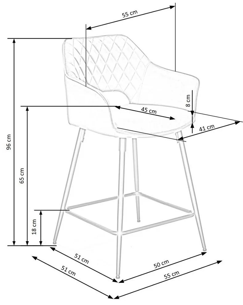 Scaun de bar Paxton, gri/negru