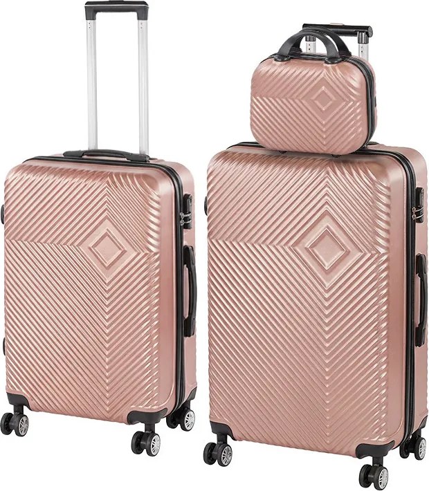 TraveLux Pro XVII set valiză rulantă aur roz