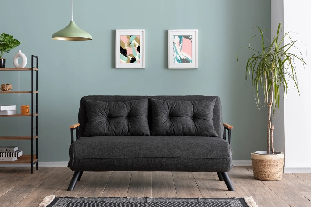 Atelier Del Sofa, Canapea extensibilă 2 locuri Elmas gri inchis 133/78/78 cm