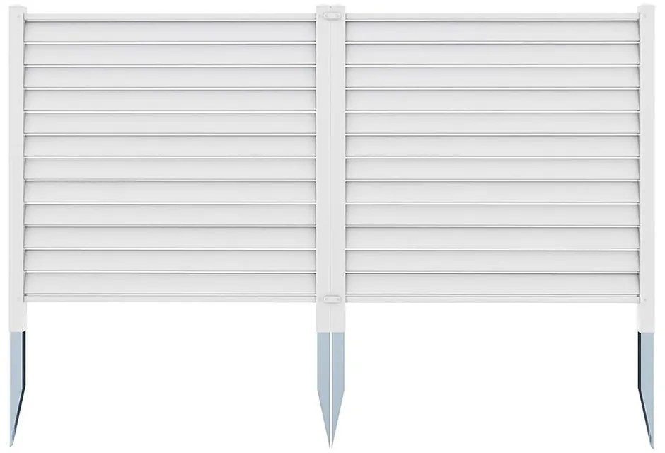 Panou de gard cu țăruș, 122x122 cm, set 2 bucăți, alb