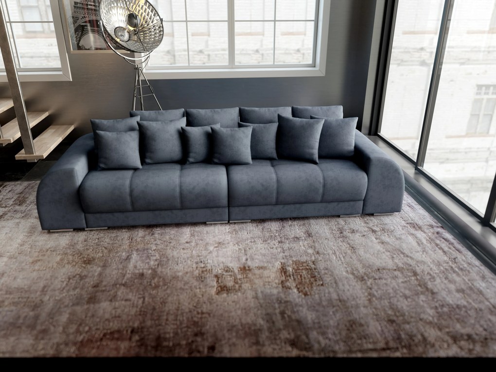 Canapea extensibilă dumonde cu 2 lăzi de depozitare si sezut confortabil din spuma high-density, Verona Enjoy Antracit 310x100 cm