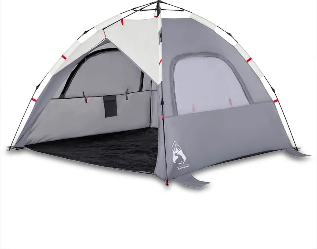 vidaXL Cort camping 3 persoane gri impermeabil setare rapidă